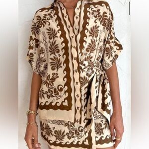 Two Piece Hawaiian Print Set